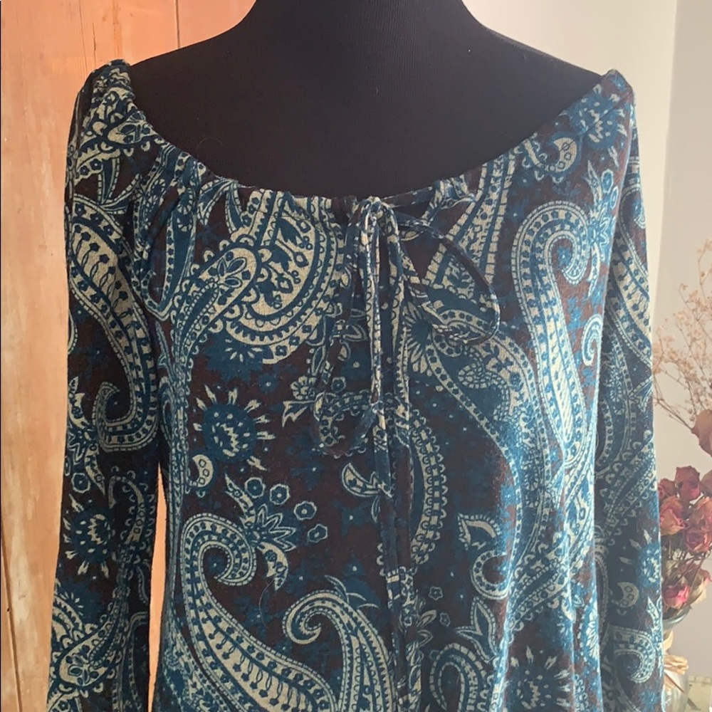Paisley peasant dress